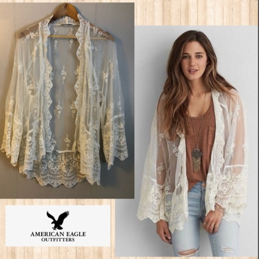 AE Lace Embroided Kimono